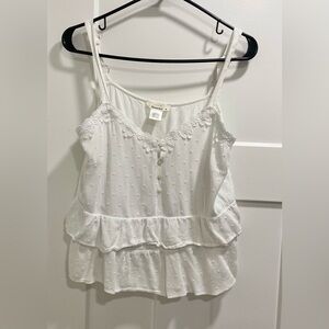 Urban Romantics Women's White Sleeveless Lace Ruffle Camisole Blouse. Size M.